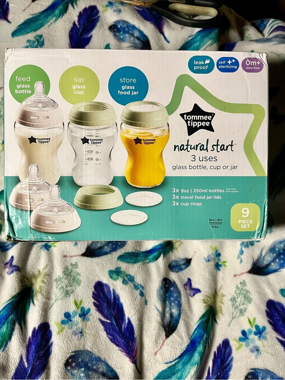 Natural Start 3-Use Glass Bottle, Cup & Jar Set - White/Green